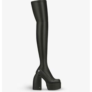Naked Wolfe Juicy Black Stretch Thigh High Platform Boots Size 41